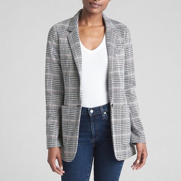 Gap Jackets & Blazers - Gap Blazer Modern Plaid Long Sleeve Single Breasted Jacket Gray Womens 6
